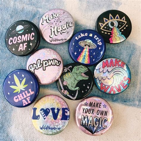 Button Pins Choose Any 5 For 10 Sparkle Holographic Love Etsy