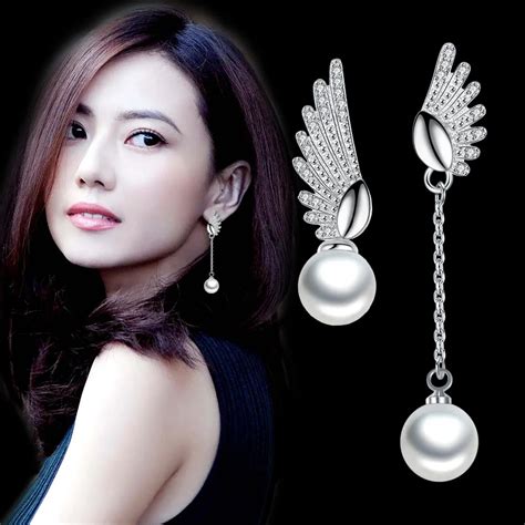 Trendy Angel Drop Earring Earings Fashion 925 Sterling Silver Crystal