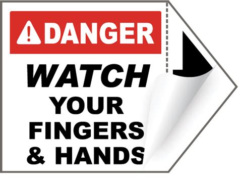 Danger Watch Your Fingers Arrow Label Save 10 Instantly