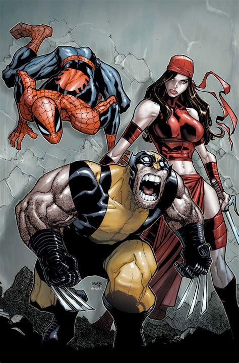 Wolverine Spider Man And Elektra By Humberto Ramos