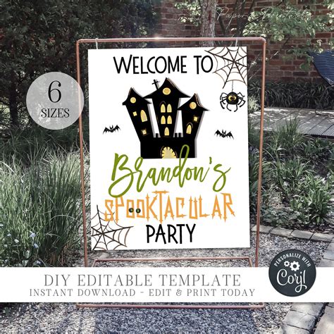 Editable Halloween Birthday Party Welcome Sign Diy Halloween Etsy