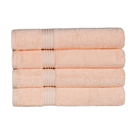 Superior Derry Solid Egyptian Cotton 4 Piece Bath Towel Set Peach