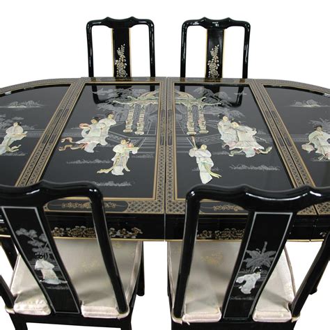 Lacquer Dining Room Set Black Mother Of Pearl