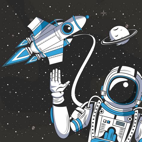 Astronaut In The Space Drawing Cartoon 692802 Vector Art At Vecteezy