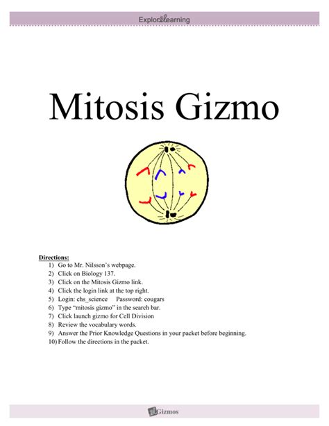 In the meiosisgizmo, you will learn the steps in meiosis and experiment to produce customized sex cells and offspring. Mitosis Gizmo