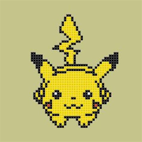 Pikachu Cross Stitch Pikachu Pattern Pikachu Easy Pattern Etsy