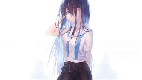 Desktop Wallpaper School Dress Anime Girl Long Hair Cute Art Hd Image Picture Background