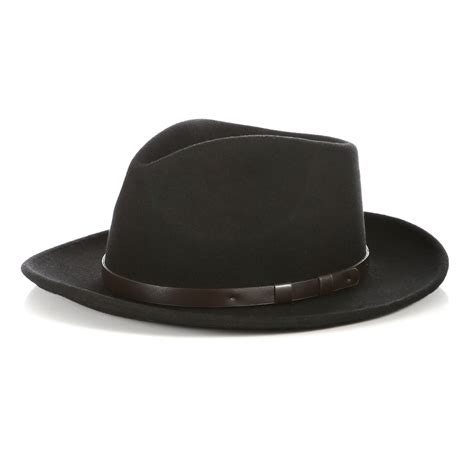 Wholesale Crushable Black Fedora Hat With Leather Band Fhyinc
