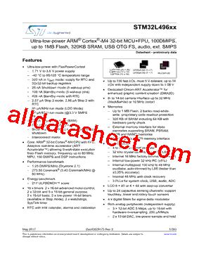 STM32L496XX 数据表 PDF STMicroelectronics