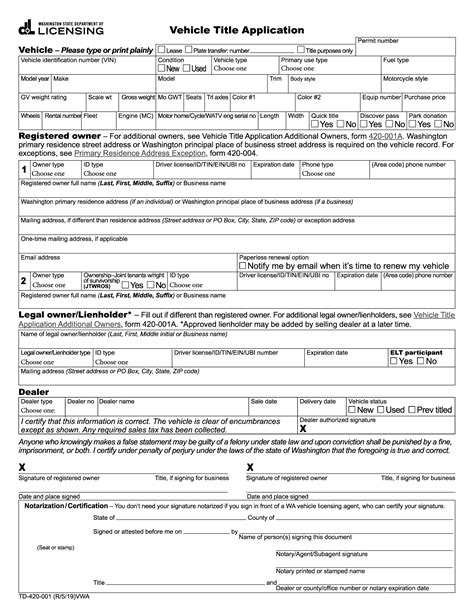 Form Td 420 001 Vehicle Title Application Forms Docs 2023