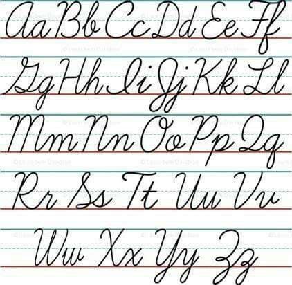 Cursive (also known as script, among other names) is any style of penmanship in which some characters are written joined together in a flowing manner, generally for the purpose of making writing faster, in contrast to block letters. Cursive writing | Cursive alphabet, Lettering alphabet ...