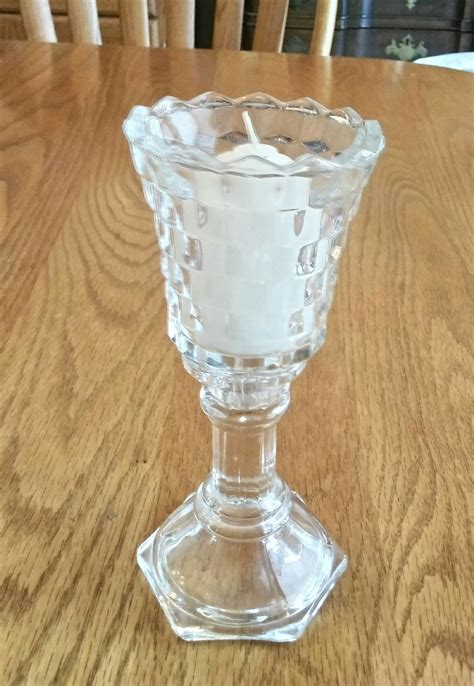A Cubist Votive Candle Holder With Peg A Clear Taper Holder Etsy