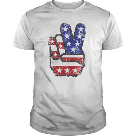 Fourth 4th Of July Shirt American Flag Peace Sign Hand Tee Shirts