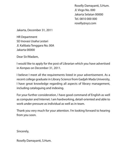 Lima contoh application letter dalam bahasa inggris yang baik dan benar beserta artinya yang bisa dijadikan referensi dalam pembuatan application letter. Referensi Contoh Surat Lamaran Pekerjaan Dalam Bahasa ...