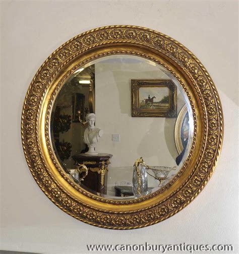 Round Victorian Gilt Mirror Carved Frame Glass Mirrors