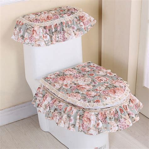 3x Floral Toilet Seat Cover Closestool Tank Top Covers Zip Lid Pad