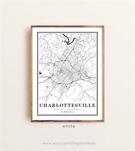 Charlottesville Virginia Map Charlottesville Va Map Etsy