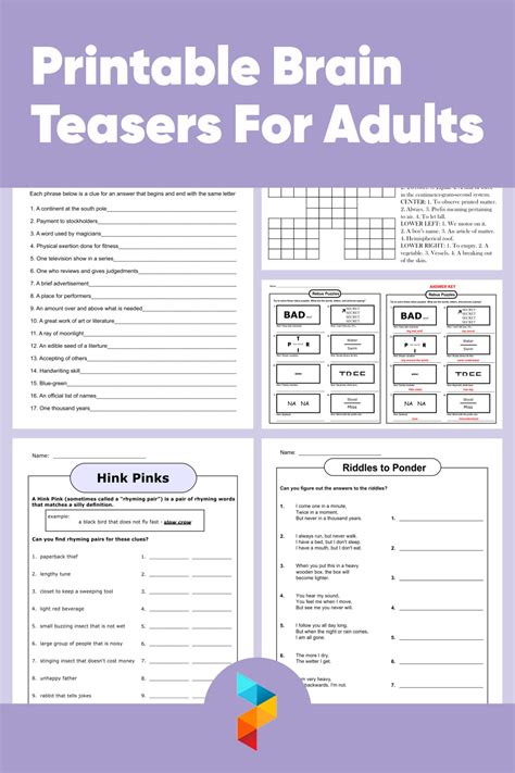 10 Best Printable Brain Teasers For Adults