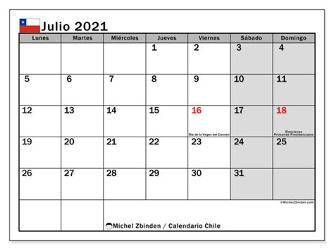 Check spelling or type a new query. Calendario "Chile" julio de 2021 para imprimir - Michel ...