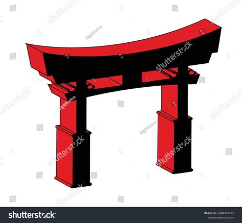 Typical Japanese Tori Gate Silhouette Red Stock Vector Royalty Free