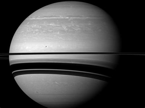 Serene Scene Of Saturn And Tethys Saturn Cassini Spacecraft Tethys