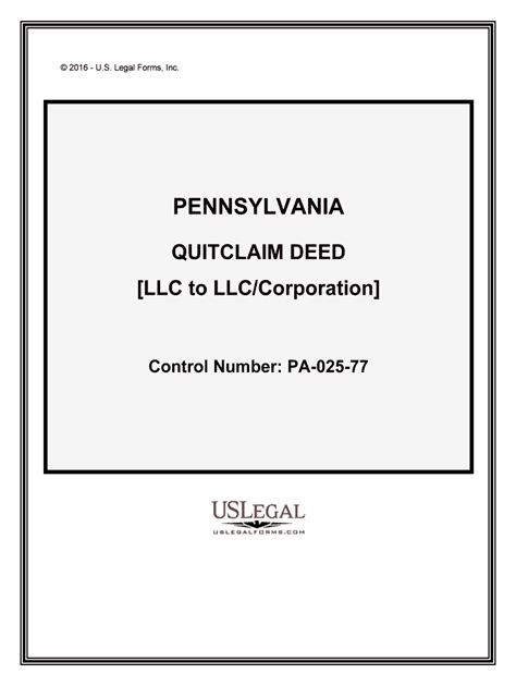 Pennsylvania Quit Claim Deeds Us Legal Forms Fill Out And Sign