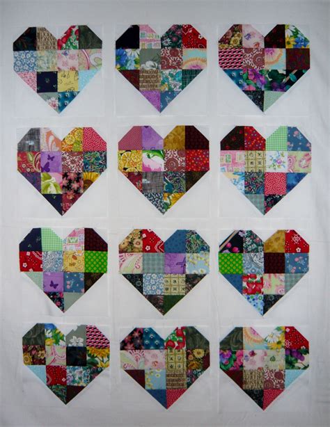 Patchwork Heart Quilt Blocks Cute Quilts Scrappy Quilts Mini Quilts