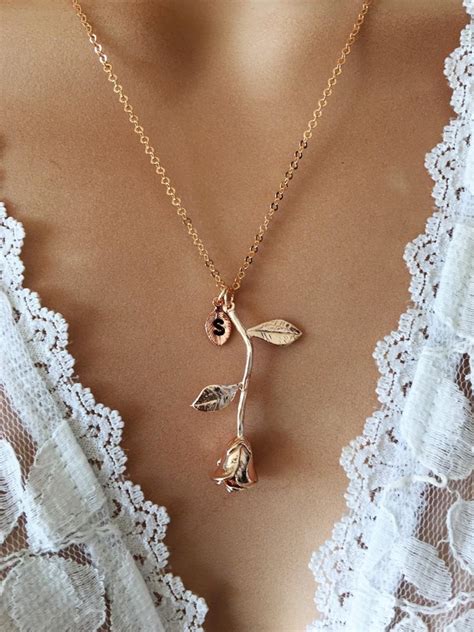 Original Beauty And The Beast Rose Necklace Rose Gold Rose Necklace