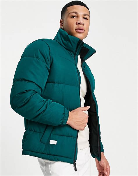 Hollister Lined Heavyweight Puffer Jacket In Green Modesens