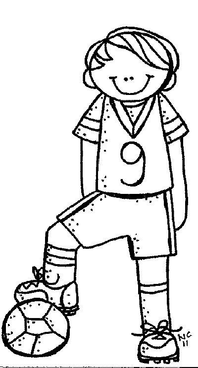 Soccer player sport game cartoon in black and white stock. MelonHeadz: Sports | Whimsical art, Coloring pages, Clip art