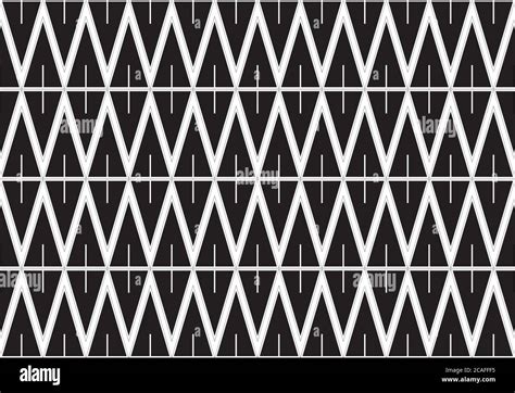 Contemporary Simple Geometric Black And White Repeating Zigzag Diamond