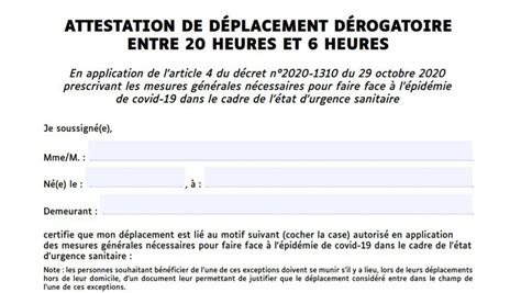 Les uns avaient complètement oublié, les autres. Couvre-feu à 18h : téléchargez ici l'attestation ...