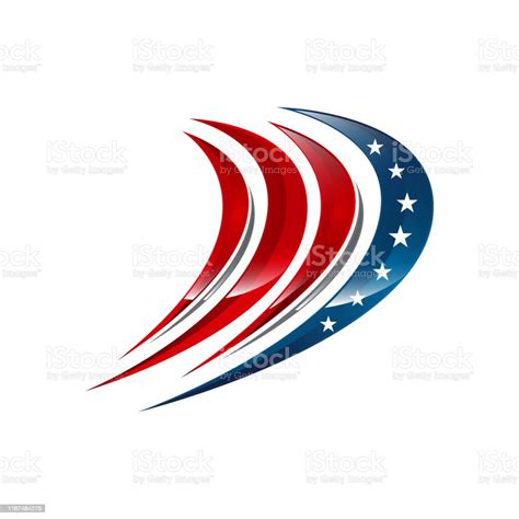 Usa American Flag Logo Design Elements Vector Icons Stock Illustration