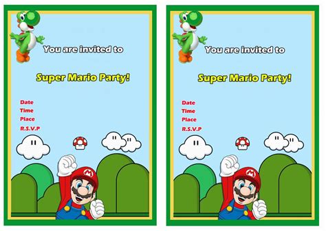 Mario Birthday Invitations Free Printable