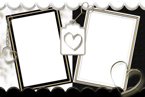 Double Transparent Frame Black And White With Hearts Marcos Para