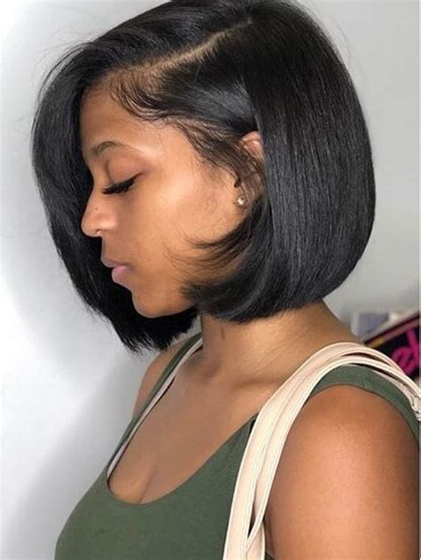 Especially, if it's short black bob. 8 Inches Sleek Bob Full Lace Human Hair Wig - Human Hair ...