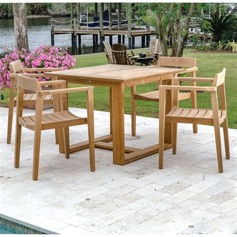 Harmonia living exo teak 9 piece rectangular patio dining set. 5 pc Horizon Teak Dining Set | Teak outdoor furniture ...