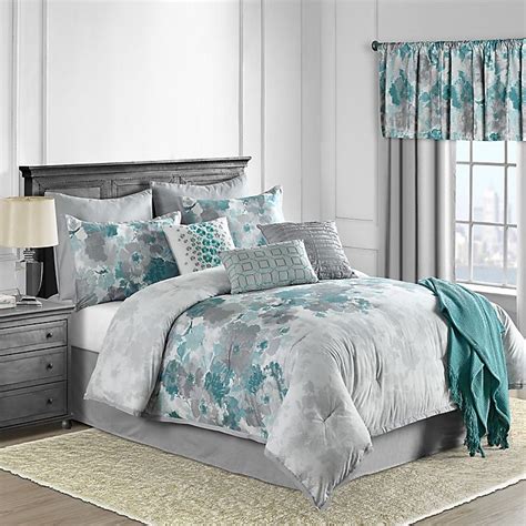 Add a layer of style and comfort to your bedding with this black and white houndstooth set. Claire 10-Piece Comforter Set in Teal | Bed Bath & Beyond