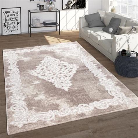 Paco Home Tapis Salon Vintage Style Oriental Avec Ornements Poils Ras Moderne En Beige Tapis