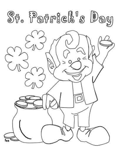 A simple coloring page with only two colors needed. St Patrick's Day Coloring Pages and Activities for Kids
