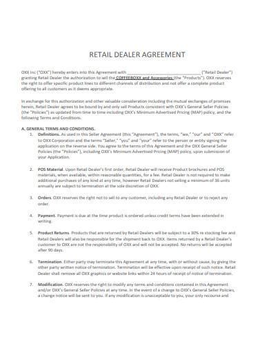 Free 10 Retail Agreement Samples In Pdf Ms Word
