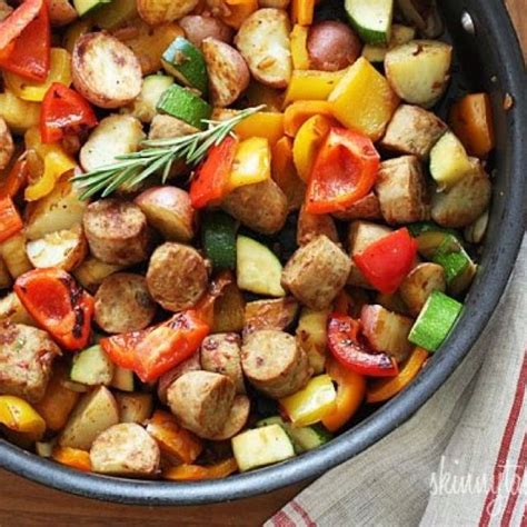 Serve with a green salad for an easy supper. SkinnyTaste.com - Summer veggies with sausage | Food ...