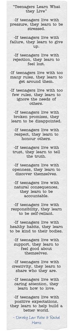 Teenagers Learn What They Live Poem By Dorothy Law Nolte And Rachel
