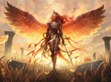 Download Red Hair Sword Wings Angel Fantasy Angel Warrior Hd Wallpaper
