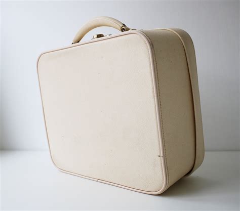 1960s Cream Overnight Vanity Case With Red Satin Lining By Pixie Suitcases Cabin Bag Makeup