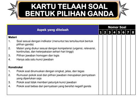 Latihan soal uas tik kelas x a. PPT - KARTU TELAAH SOAL BENTUK PILIHAN GANDA PowerPoint Presentation, free download - ID:6149517