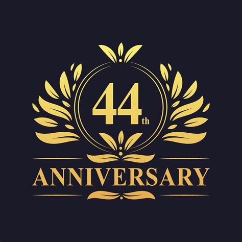 44th Anniversary Design Luxurious Golden Color 44 Years Anniversary