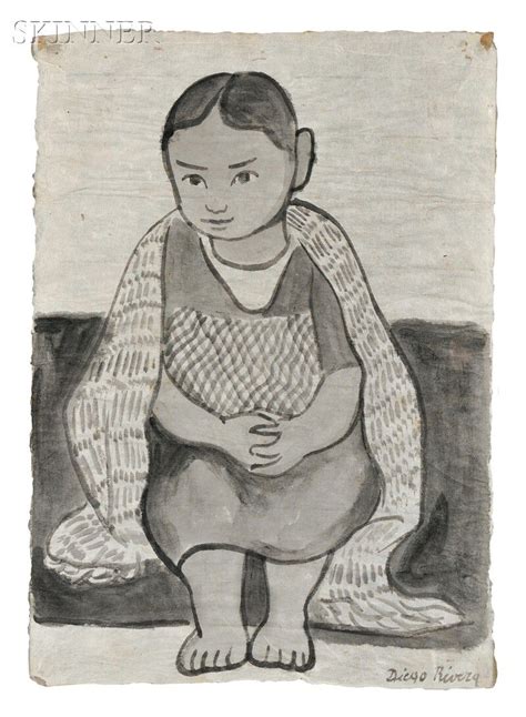 Diego Rivera Mexican 1886 1957 Portrait Of A Seated Young Girl