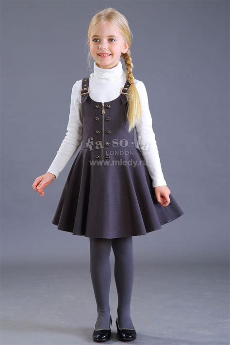 Школьный Сарафан для девочки из костюмной вискозы цвет серый Школьная одежда для девочек
