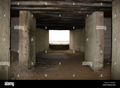 The View Inside A German Gun Emplacement On Utah Beach Normandy Stock